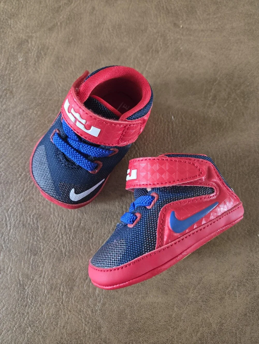 New Nike LeBron 11 Crib Bootie Toddler Shoes Size 1C Navy Blue Red Brand